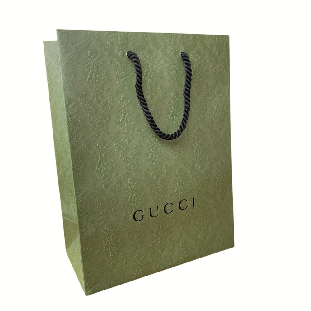 Authentic GUCCI Limited Edition Green Brocade gift Shopping Bag 13.5" X 10"x5.5”